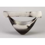 † ANTONIA SALMON (born 1959); a smoke fired and burnished stoneware boat piece, incised AS marks,