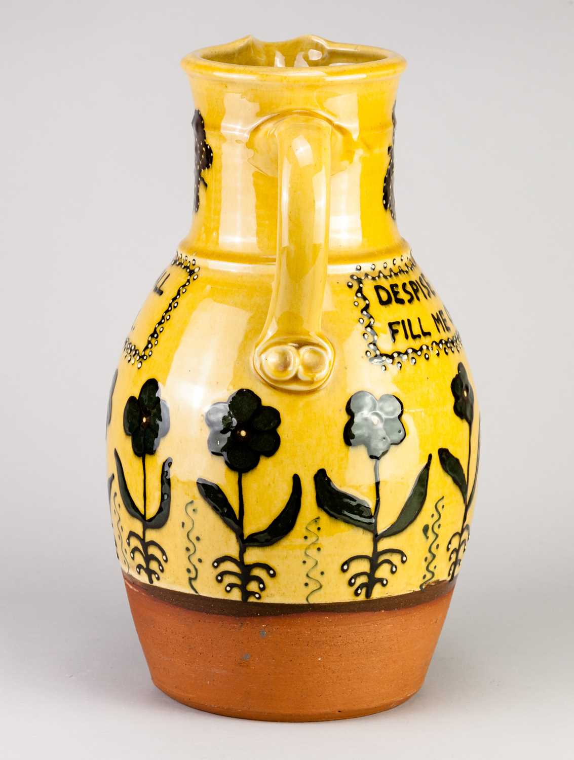 † BENNETT COOPER (1953-2002); a large slipware calligraphic jug decorated with flowers and - Image 4 of 7