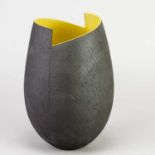 † ASHRAF HANNA (born 1967); a stoneware vessel with stepped rim and textured black surface to