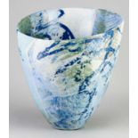 CAROLYN GENDERS (born 1957); 'Winter Skies', a white earthenware vessel with terra sigillata slip,