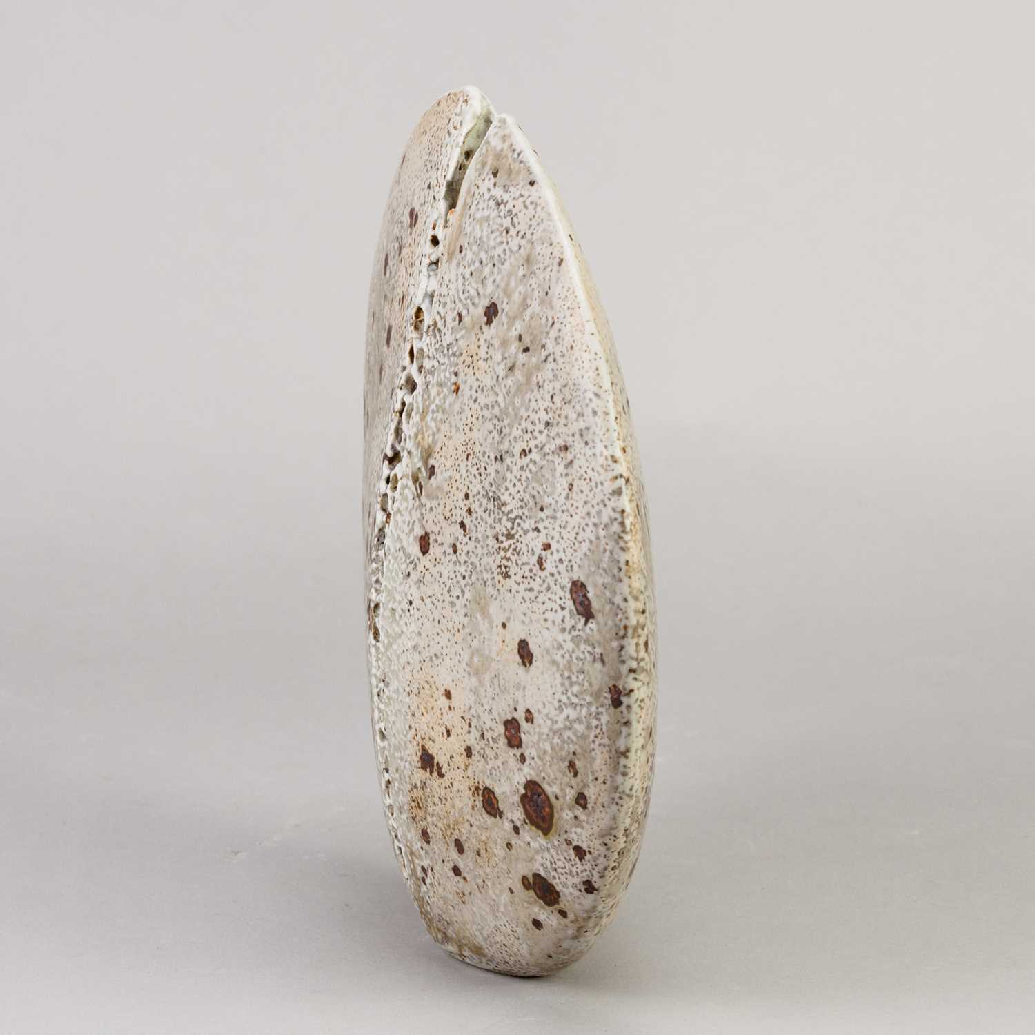 † ALAN WALLWORK (1931-2019); a stoneware split pebble with impressed decoration forming the parting, - Image 4 of 6