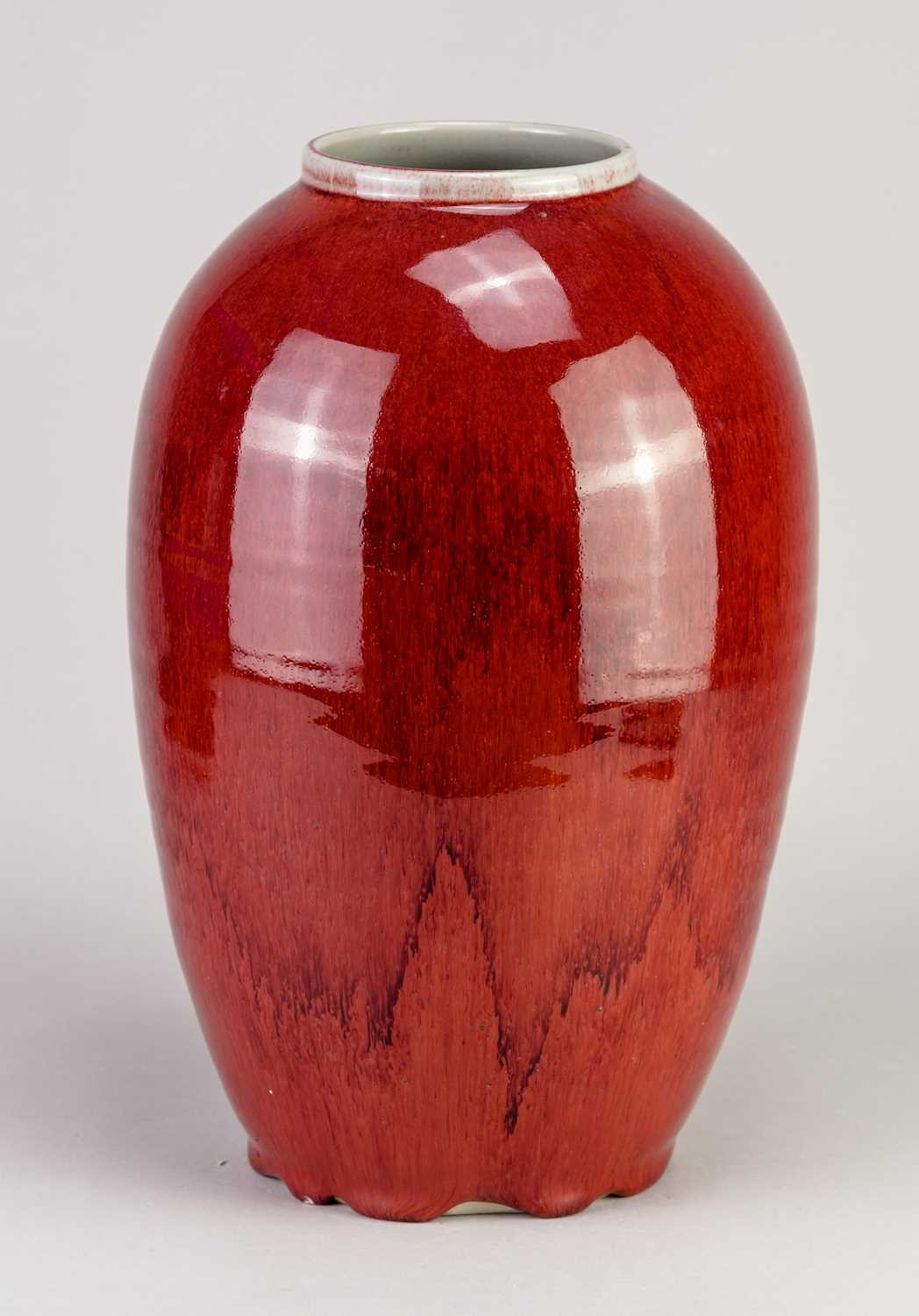 † RUPERT SPIRA (born 1960); a tall stoneware baluster vase covered in copper red glaze with - Image 2 of 4