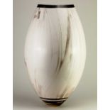 † ASHRAF HANNA (born 1967); a large bulbous smoke fired vessel with fluid linear decoration, incised