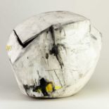 REBECCA APPLEBY (born 1979); an earthenware angular boulder form with an L shaped aperture covered