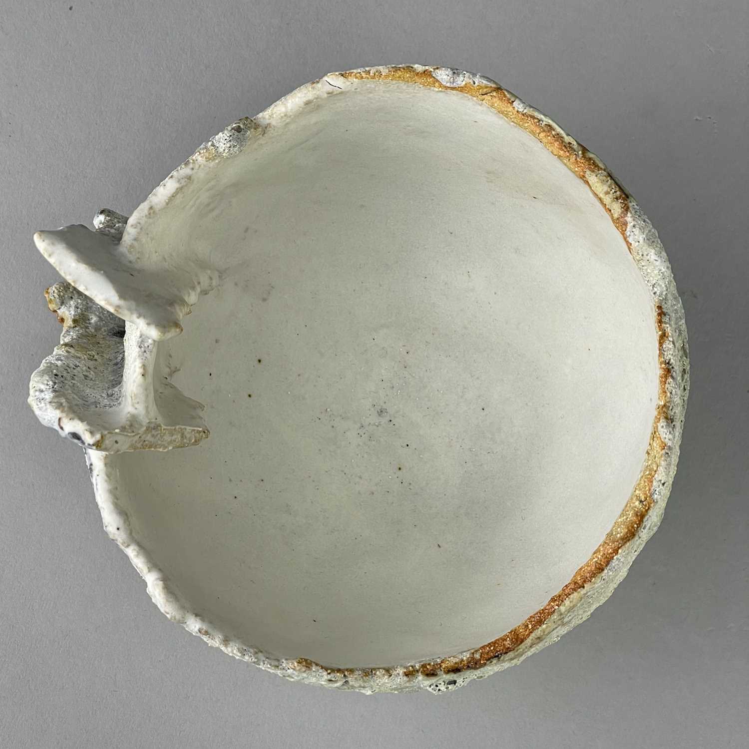 TAMSYN TREVORROW (born 1975); a small grogged stoneware sculptural white rock pool bowl with two - Image 4 of 5