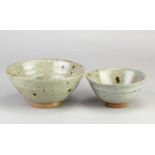 † RICHARD BATTERHAM (1936-2021); a stoneware bowl covered in speckled grey glaze, diameter 14.5cm,