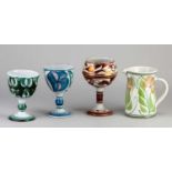 † ALAN CAIGER-SMITH (1930-2020) for Aldermaston Pottery; a tin glazed earthenware goblet decorated