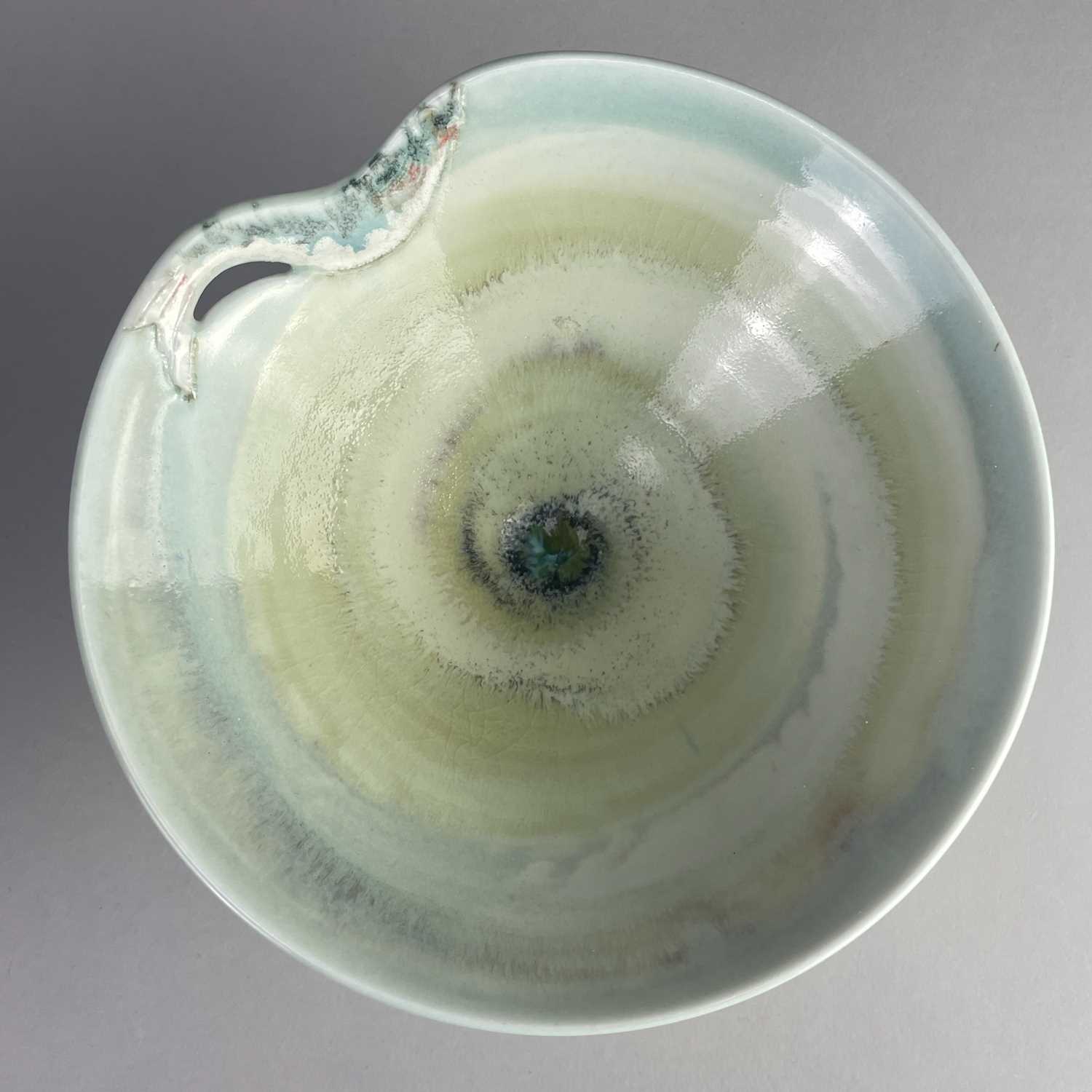 † ROGER COCKRAM (born 1947) for Chittlehampton Pottery; a pierced stoneware bowl with wavy rim - Image 5 of 9