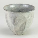 AKIKO HIRAI (born 1970); a faceted stoneware cup with textured surface covered in dry kohiki