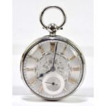 THOMAS MILNER, WIGAN; a Victorian hallmarked silver cased key wind pocket watch, the silvered dial