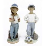 LLADRO; two ceramic figures, 'Can I Play, no 7610 and Footballer for the Rotary, tallest 21cm (2).
