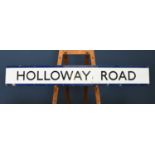 A vintage vitreous enamel railway sign, 'Holloway Road', the reverse printed V.E (S). G.17391 D.N.