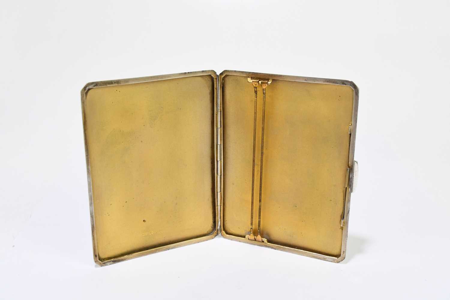 CLARK & SEWELL; a George VI hallmarked silver cigarette case of shaped rectangular with engine - Image 4 of 4