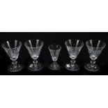 WATERFORD; five 'Lismore' pattern drinking glasses, height 13.5cm, and a smaller glass in the same