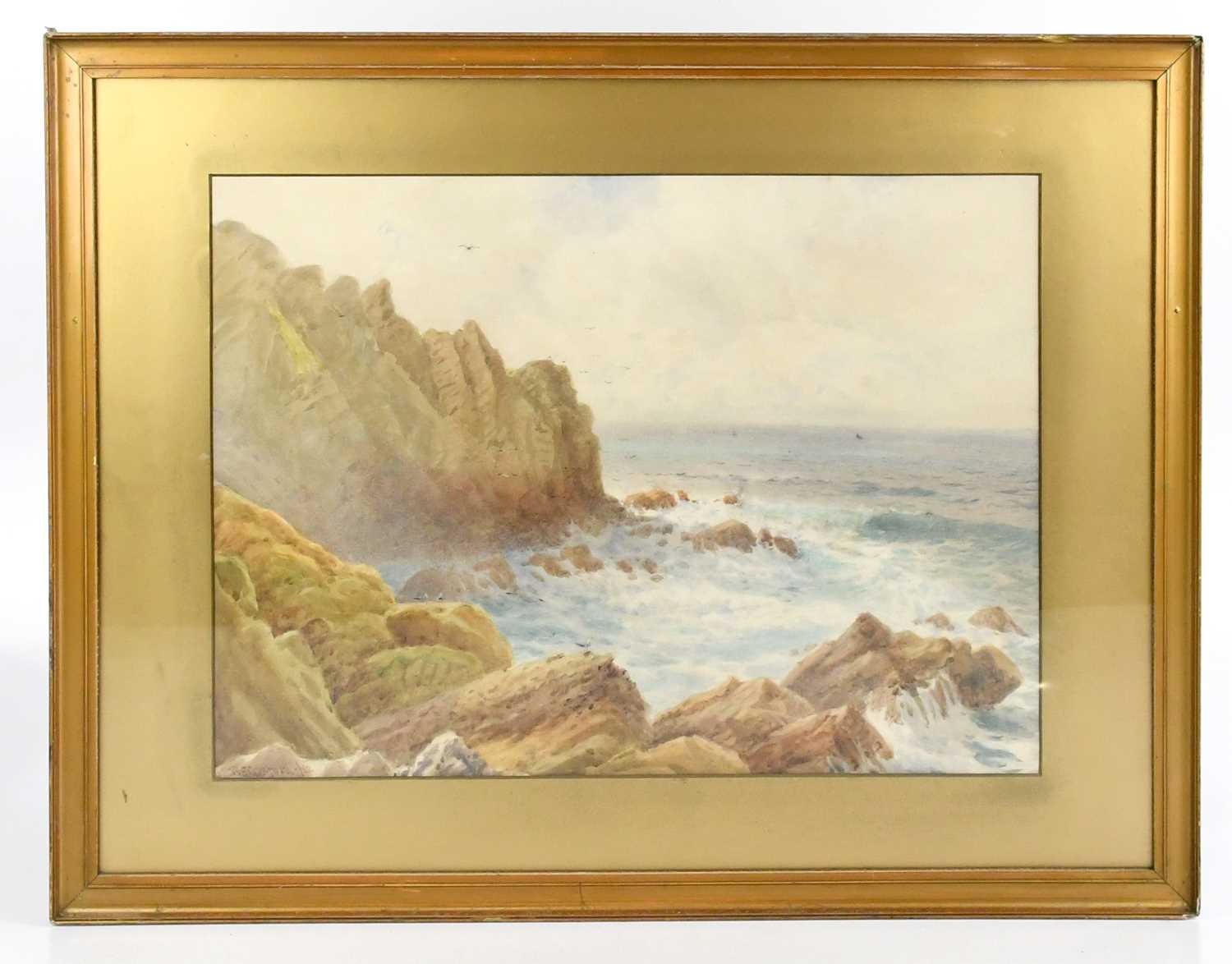 WE CROXFORD; watercolour, a coastal scene, signed lower left, 57 x 42cm, framed and glazed.