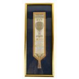 STEVENGRAPH; a late 19th century silk bookmark 'Many Happy Returns of the Day', framed, overall 40 x