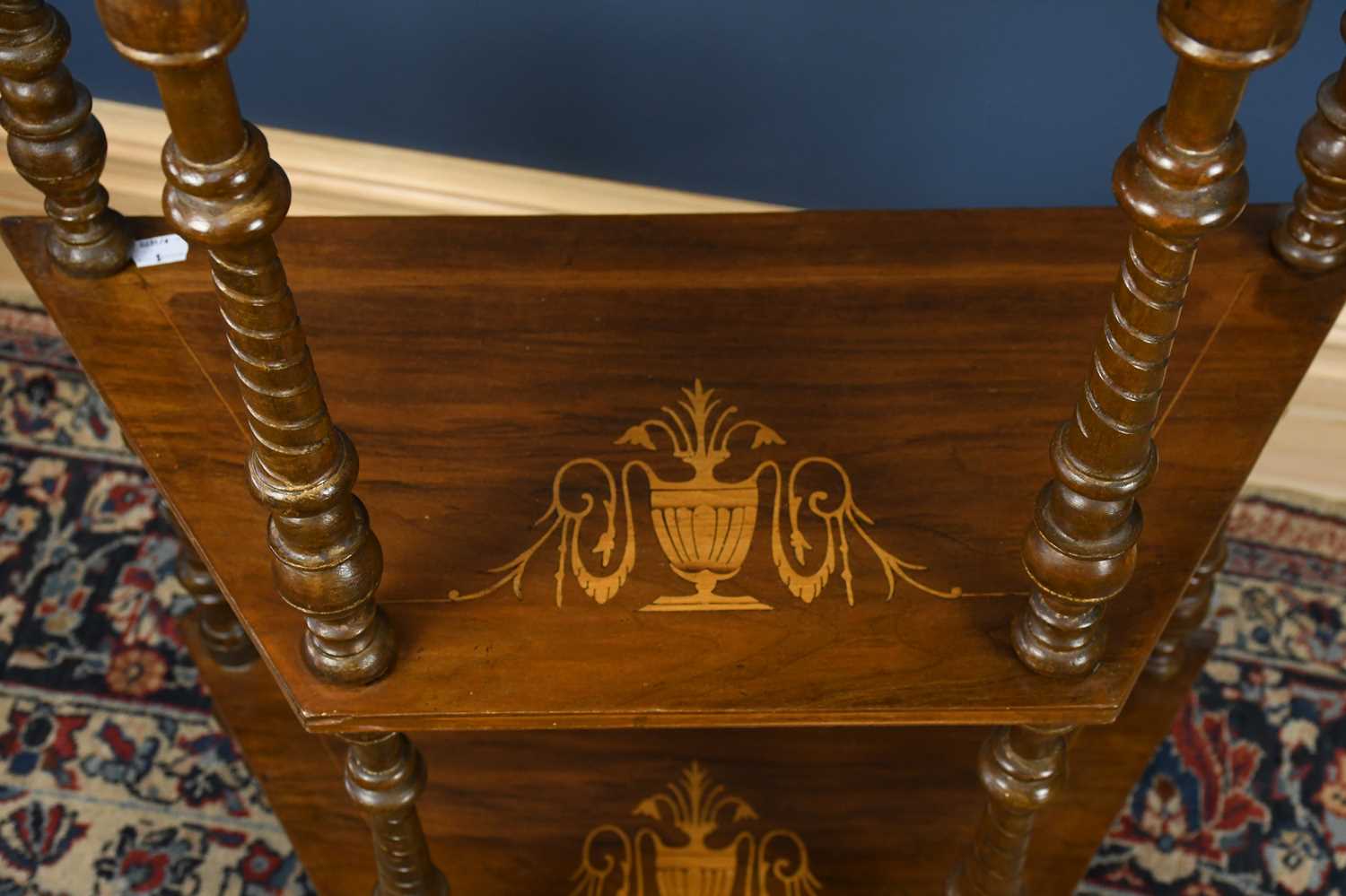 An Edwardian inlaid mahogany four tier whatnot, height 131cm. - Image 4 of 5