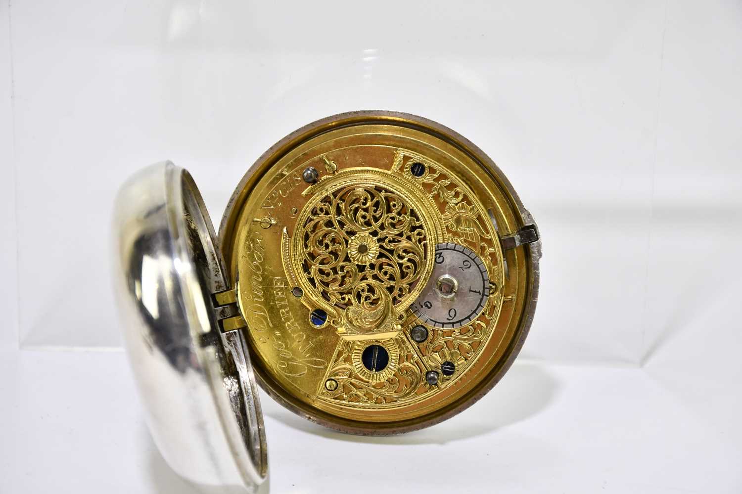 GEORGE DUNBAR, TURRIFF; a George III hallmarked silver pair cased open face key wind pocket watch, - Image 7 of 9