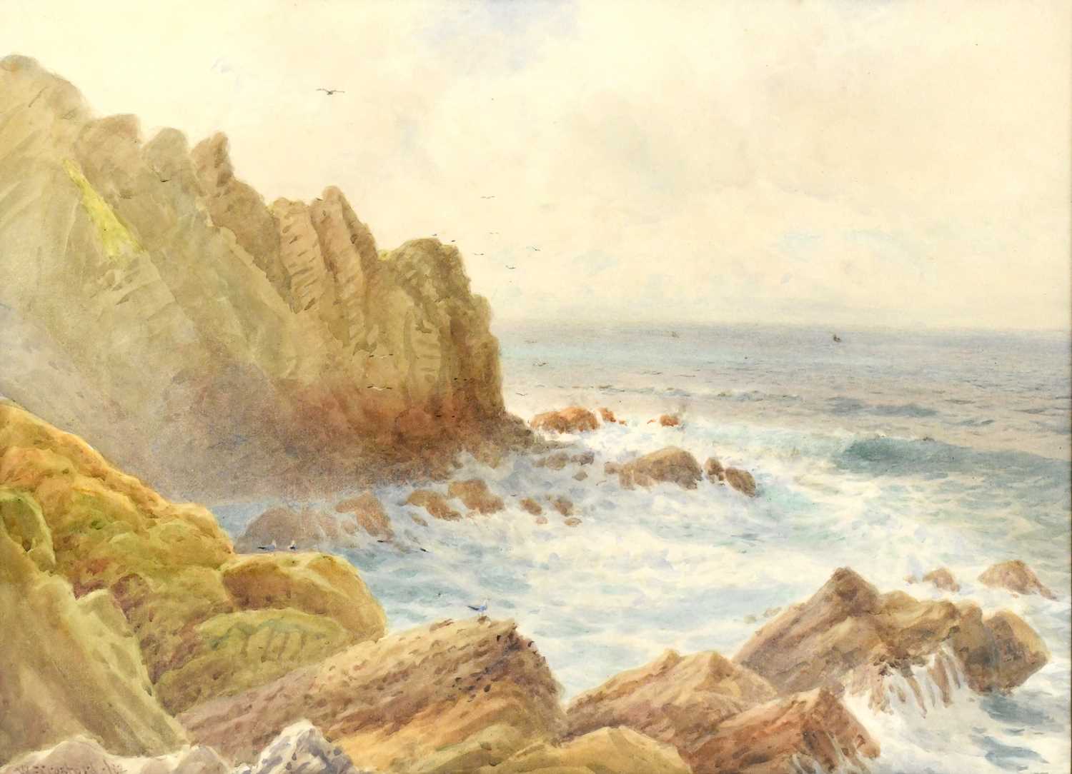 WE CROXFORD; watercolour, a coastal scene, signed lower left, 57 x 42cm, framed and glazed. - Image 2 of 4