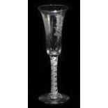 An 18th century ale glass, with engraved bowl and double opaque twist stem, height 19cm.Condition