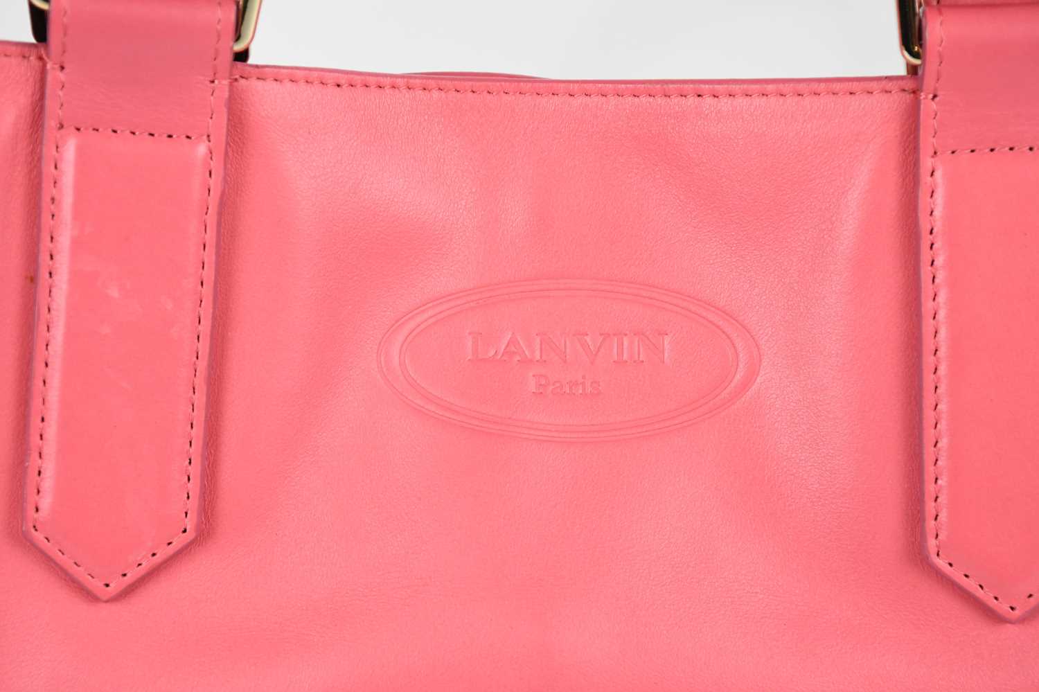 LANVIN; a pink lipstick Cabas leather tote bag with two top handles, original tags, brass tone bag - Image 2 of 5