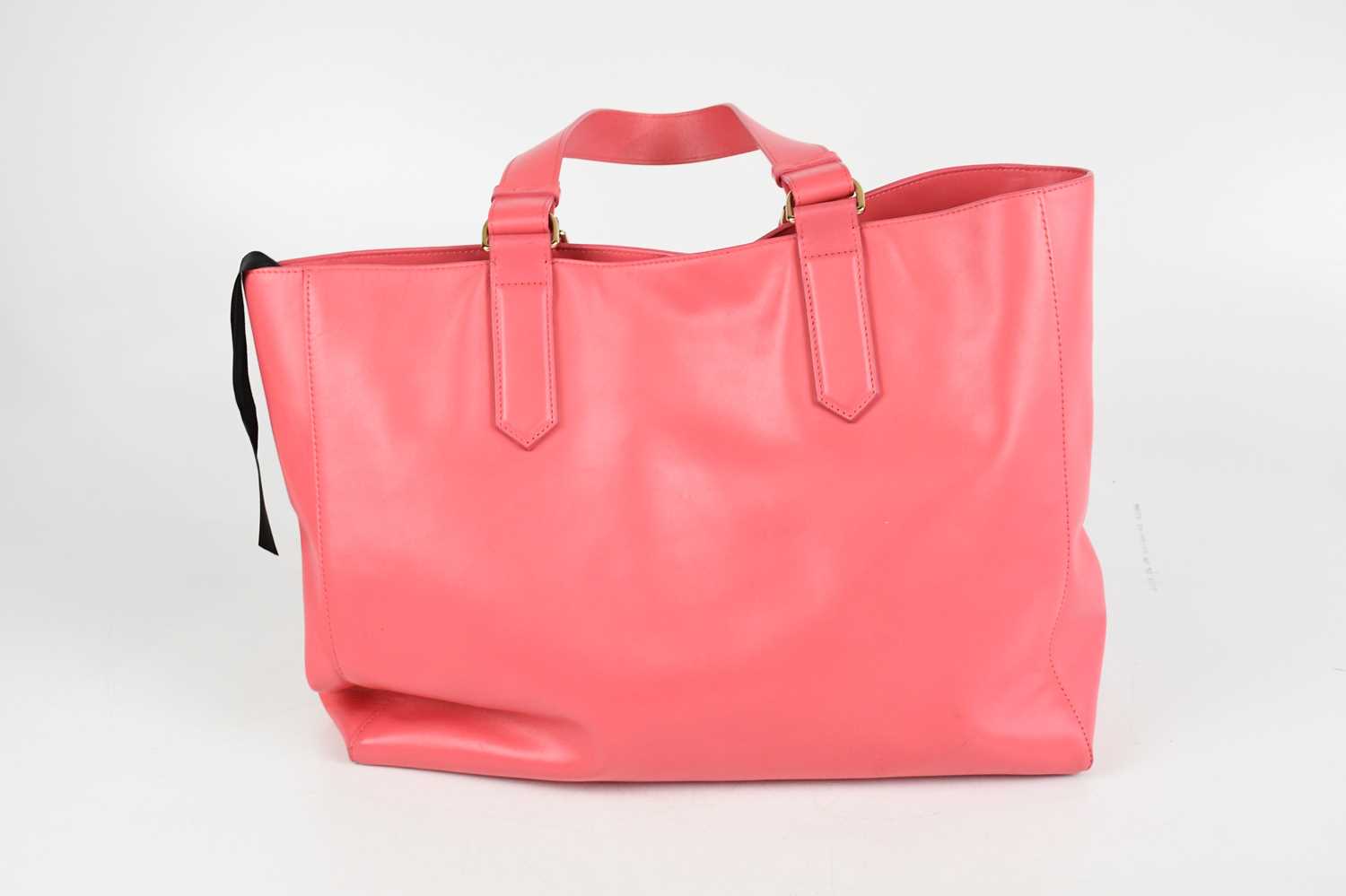 LANVIN; a pink lipstick Cabas leather tote bag with two top handles, original tags, brass tone bag - Image 4 of 5