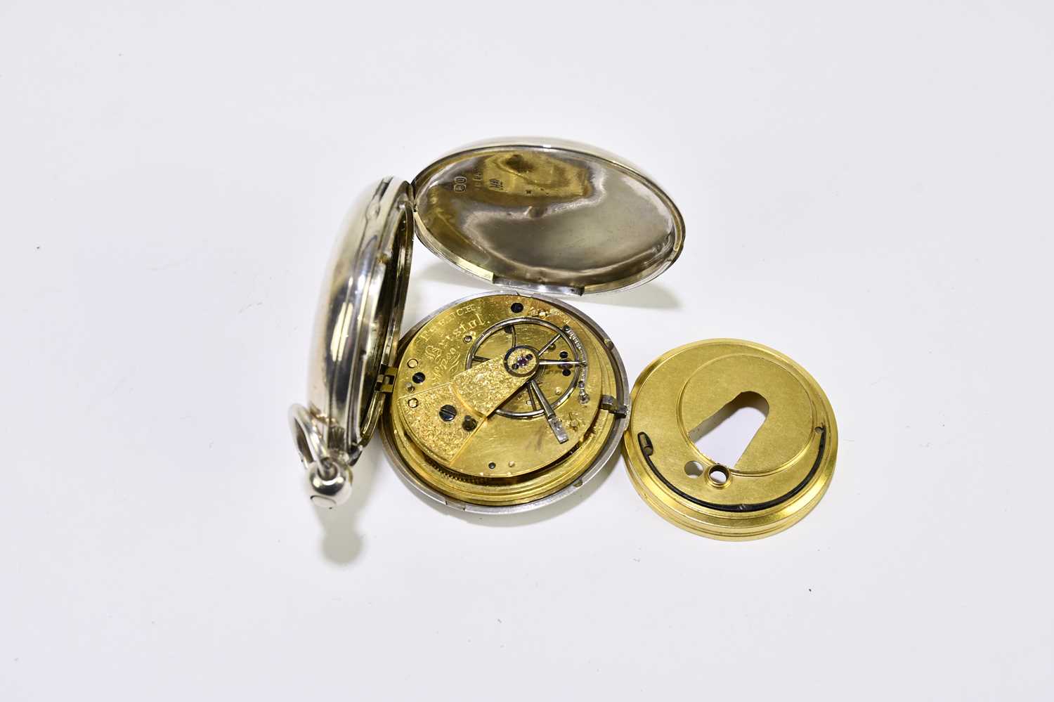 FRENCH, BRISTOL; a William IV hallmarked silver cased key wind full Hunter pocket watch, the - Image 5 of 6