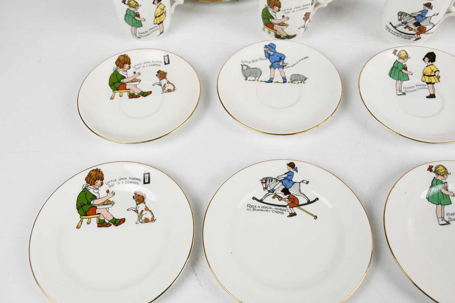 ALLERTONS; a child's fifteen piece nursery tea set comprising teapot and cover, four cups, four - Image 4 of 4