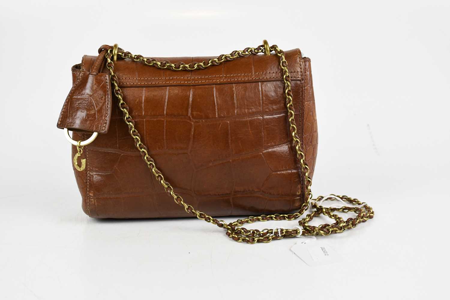 MULBERRY; a brown faux crocodile embossed leather Lily bag with a front gold tone embossed postman's - Image 3 of 4
