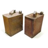 SHELL MOTOR SPIRIT; two vintage metal petrol cans with original caps, height 31cm (2)