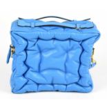 ANYA HINDMARCH; a turquoise blue quilted lambskin leather Chubby Cube crossbody bag with