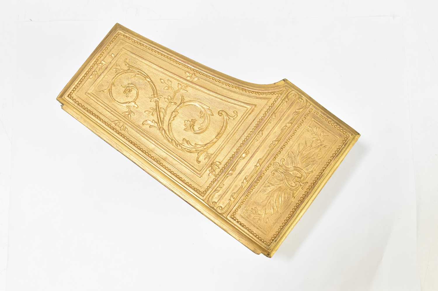 A late 19th century gilt metal jewellery casket modelled in the form of a harpsichord, with cast - Image 4 of 5