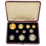 A rare cased 1893 specimen coin set, complete from £5 to 3d (10 coins). Footnote: accompanying the