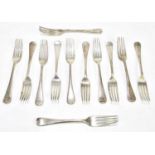 COOPER BROS & SONS; a set of six George V hallmarked silver dinner forks, Sheffield 1920, together