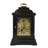 WILLIAM UNDERWOOD; an ebonised bracket clock, circa 1760, the brass face with applied chapter ring