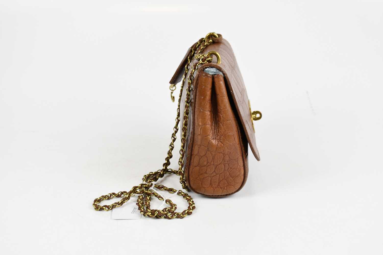 MULBERRY; a brown faux crocodile embossed leather Lily bag with a front gold tone embossed postman's - Image 4 of 4