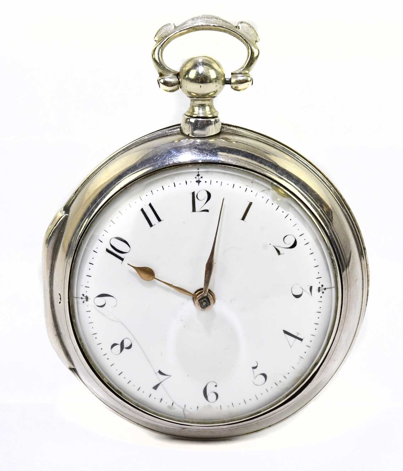J. SNELLING, ALTON; a William IV hallmarked silver key wind pair cased open face pocket watch, the