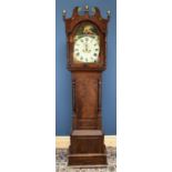 A 19th century mahogany eight day longcase clock, the painted Roman numeral dial with subsidiary