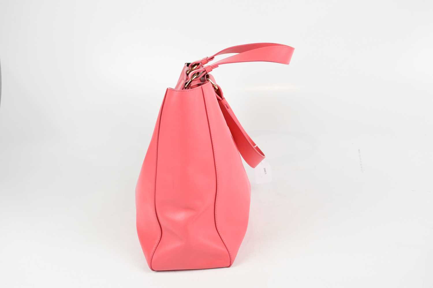 LANVIN; a pink lipstick Cabas leather tote bag with two top handles, original tags, brass tone bag - Image 5 of 5