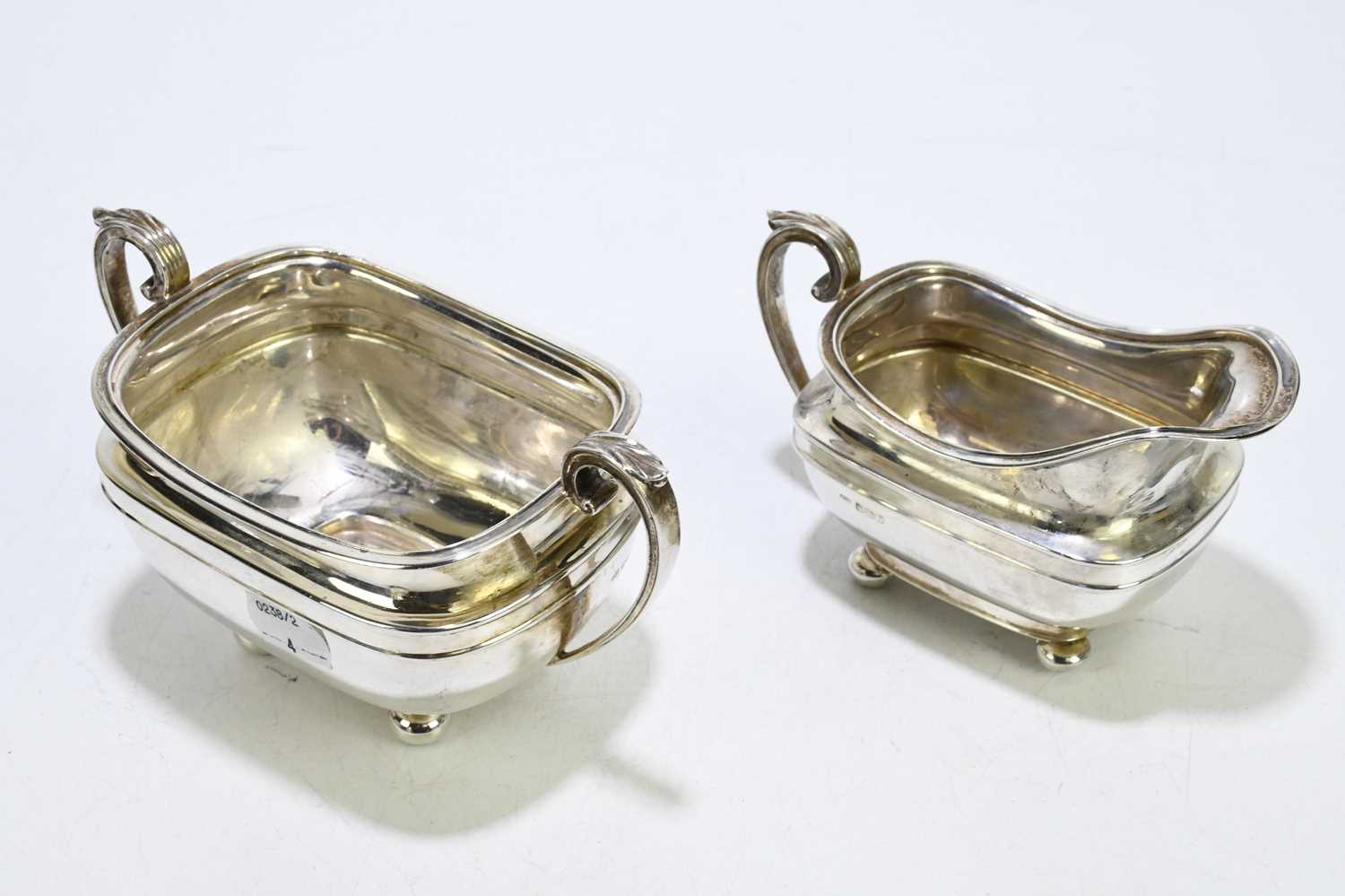 HARRISON BROS & HOWSON; a George V hallmarked silver four piece tea service of square form, on - Image 5 of 5