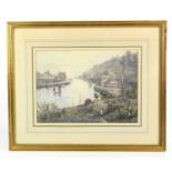 HERBERT E BUTLER; watercolour, harbour scene, bearing gallery label to verso, 36 x 26cm, framed