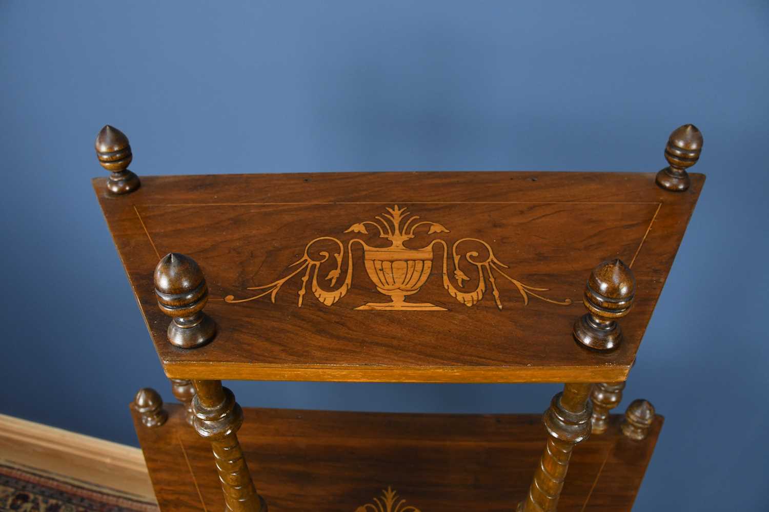 An Edwardian inlaid mahogany four tier whatnot, height 131cm. - Image 2 of 5