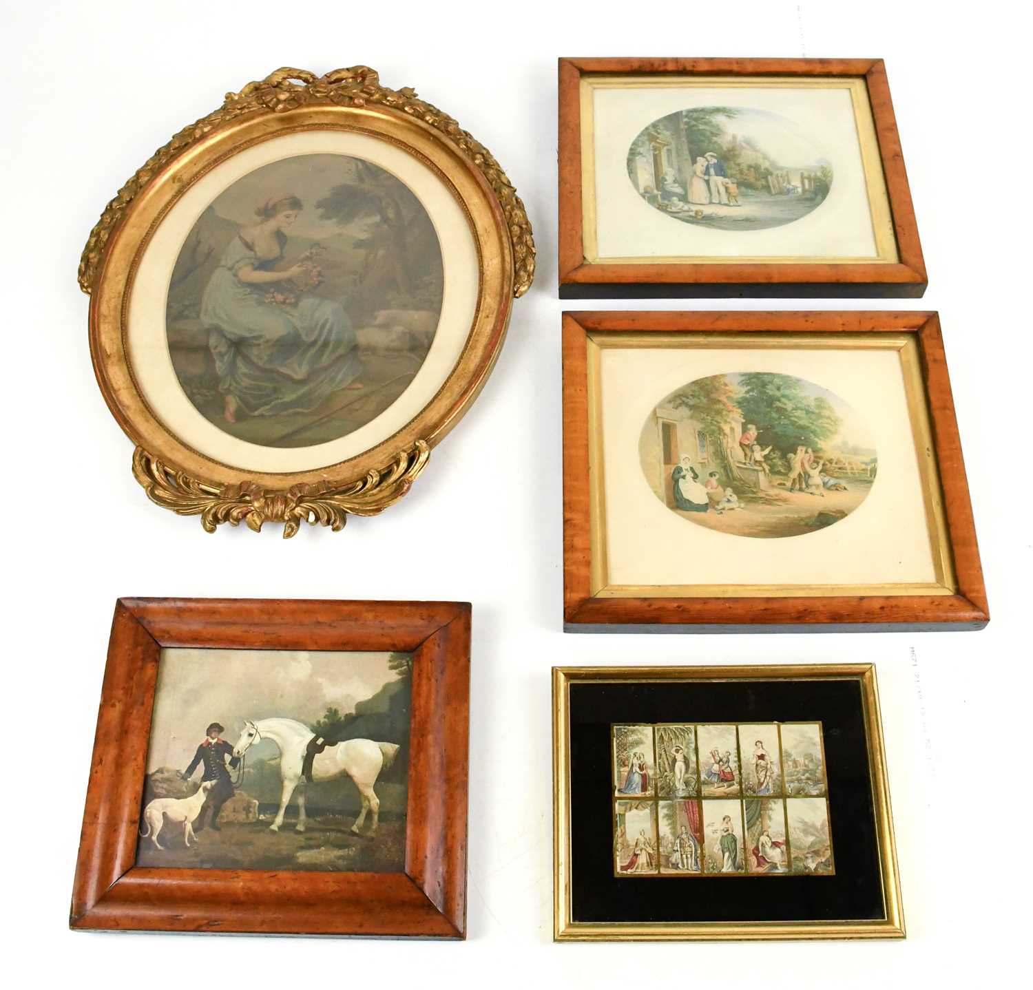 Two 19th century prints, 'The Sailor's Departure', and 'Blowing Bubbles', 18 x 22cm, in maple