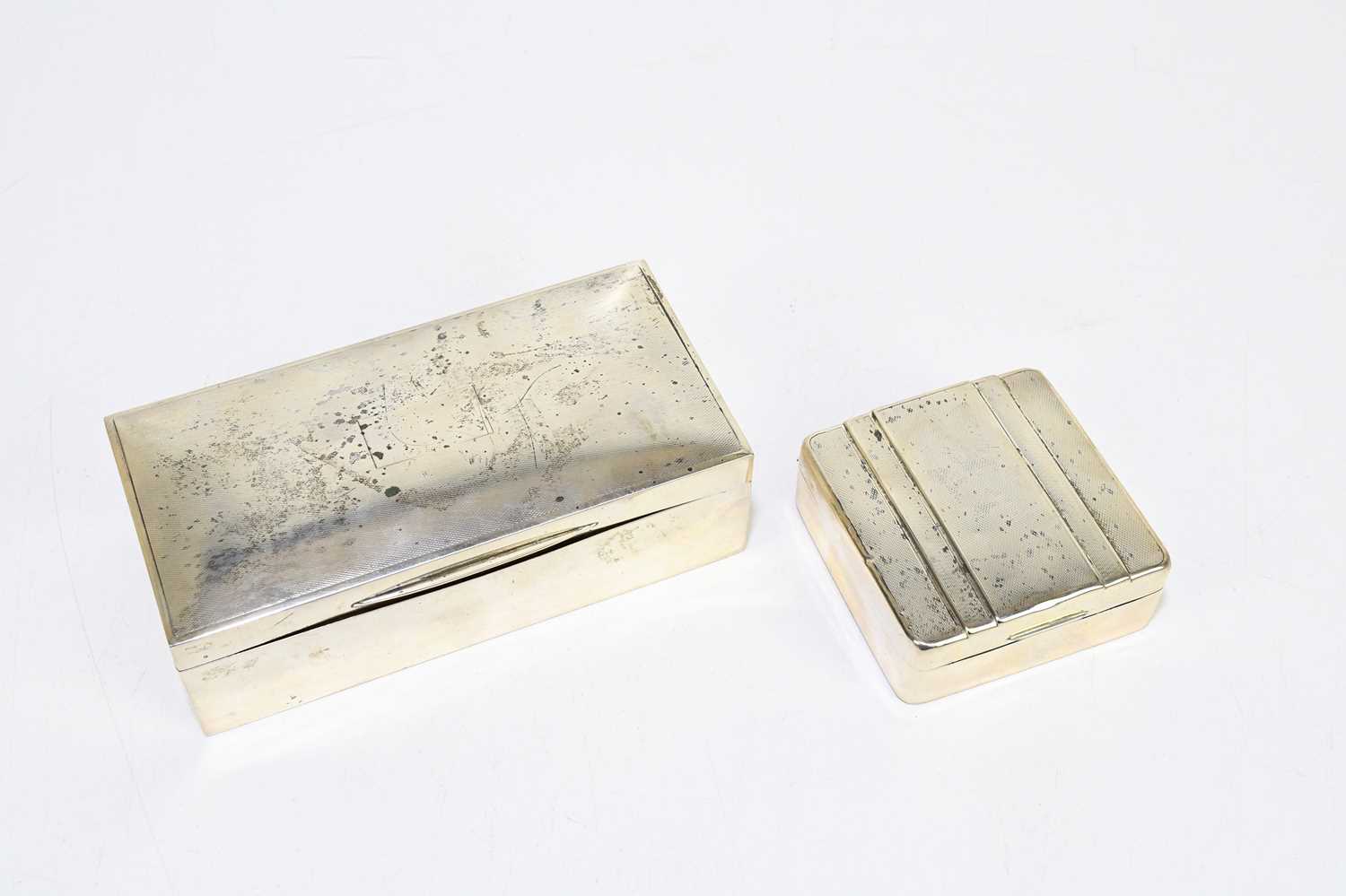 D BROS; a George V hallmarked silver cigarette box of rectangular form with cedar wood lined - Image 2 of 5