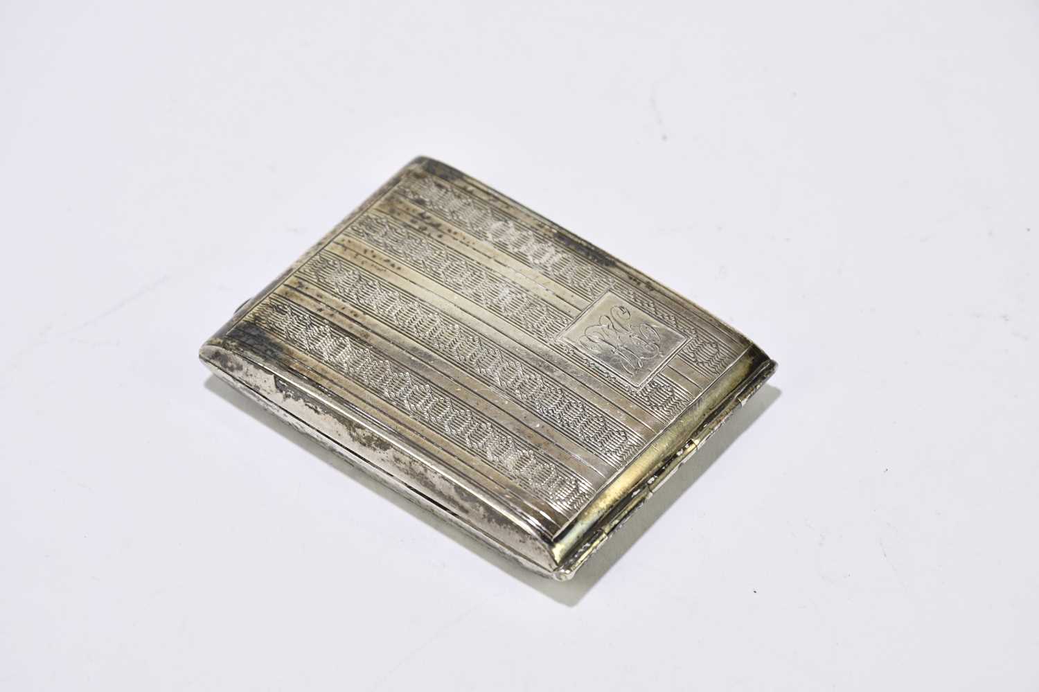 JOSEPH GLOSTER LTD; a George V hallmarked silver cigarette case of rectangular form with engine - Image 4 of 5