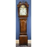 T. BARR, EDINBURGH, a 19th century eight day longcase clock, the painted face set with landscape