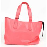 LANVIN; a pink lipstick Cabas leather tote bag with two top handles, original tags, brass tone bag