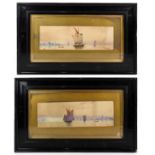 H LYNTON; a pair of watercolours, sailing scenes, both signed lower right, 49 x 16cm, both framed