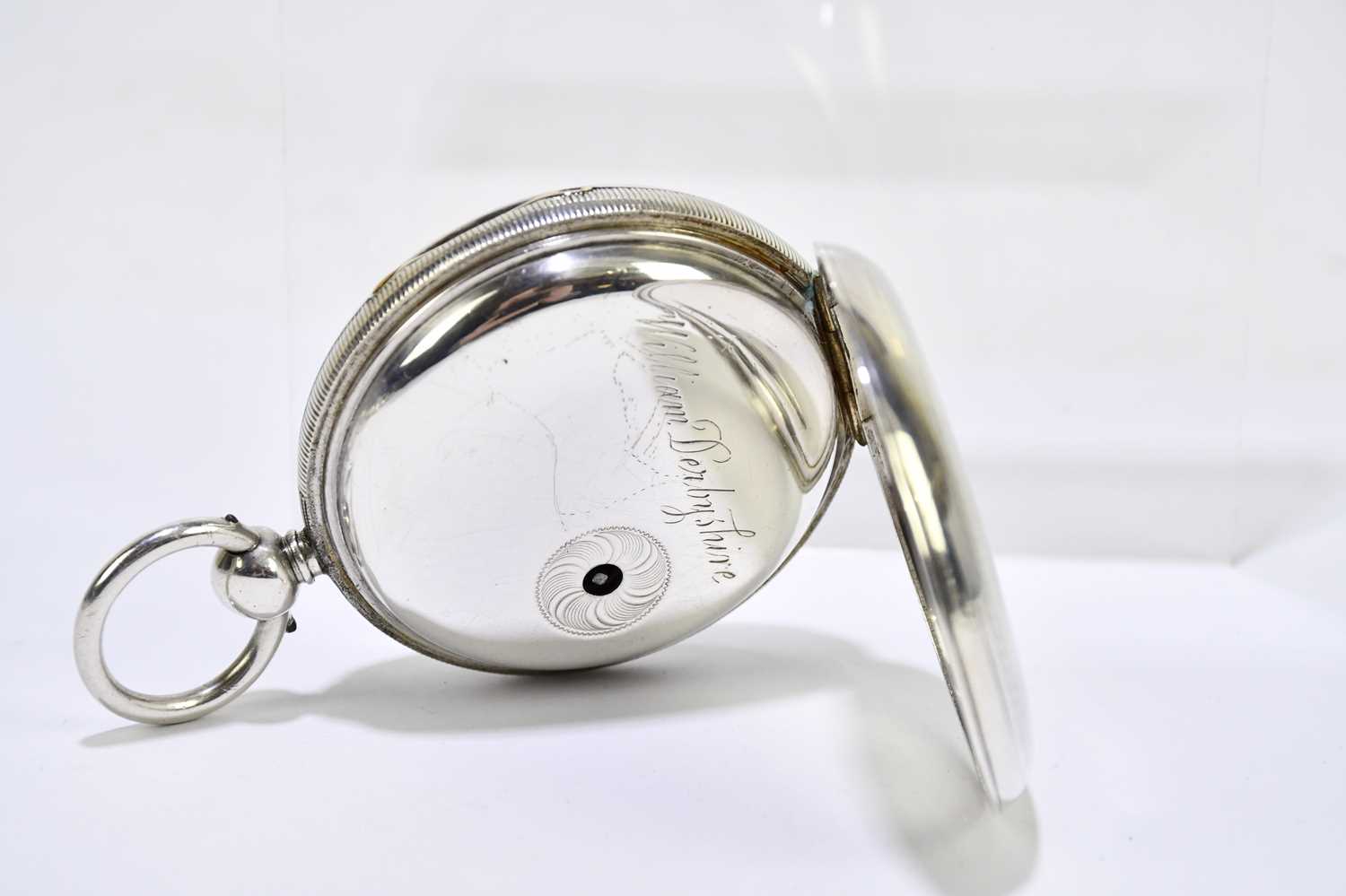 THOMAS MILNER, WIGAN; a Victorian hallmarked silver cased key wind pocket watch, the silvered dial - Image 3 of 5