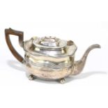 JAMES WATERS; a George III hallmarked silver teapot, London 1804, gross weight 17ozt/541g.